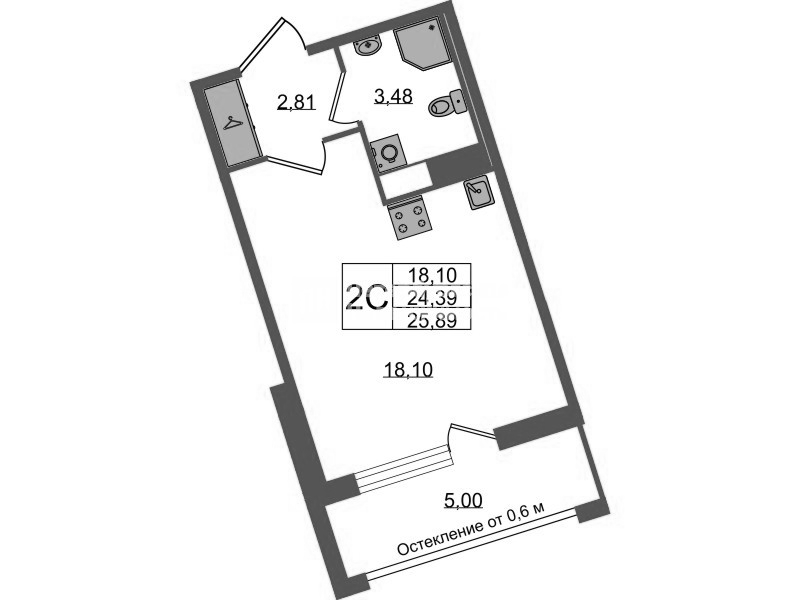 Студия 24,4 м²