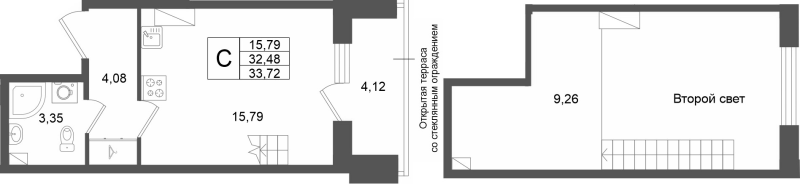 Студия 32,5 м²