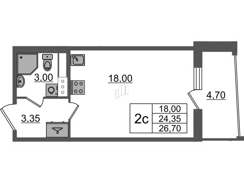 Студия 24,4 м²