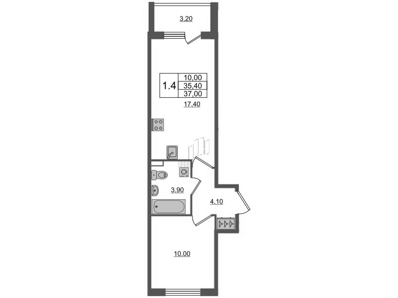 2 ккв (Евро) 35,4 м²