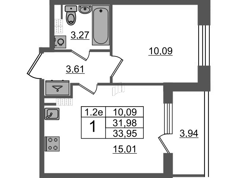 2 ккв (Евро) 32 м²