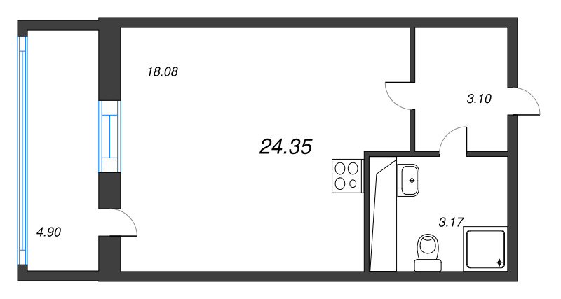 Студия 24,2 м²