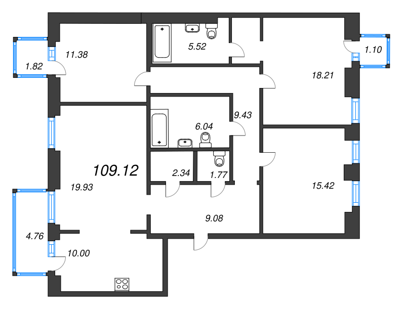 4 ккв (Евро) 109,1 м²