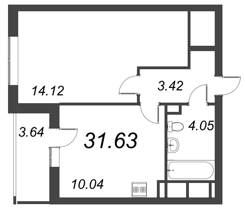 1 ккв 31,3 м²