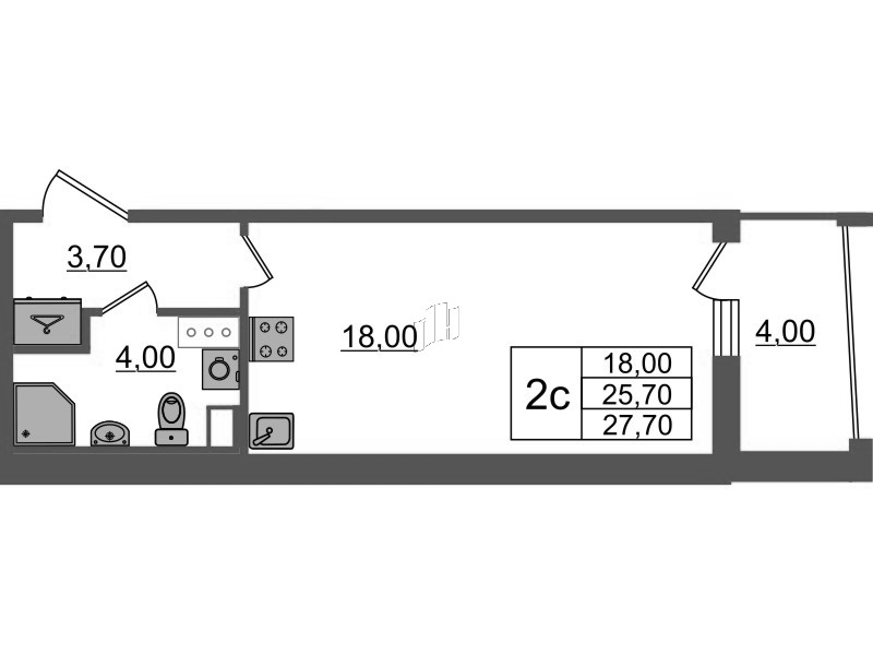 Студия 25,7 м²