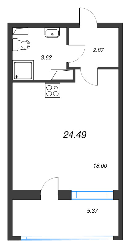 Студия 24,5 м²