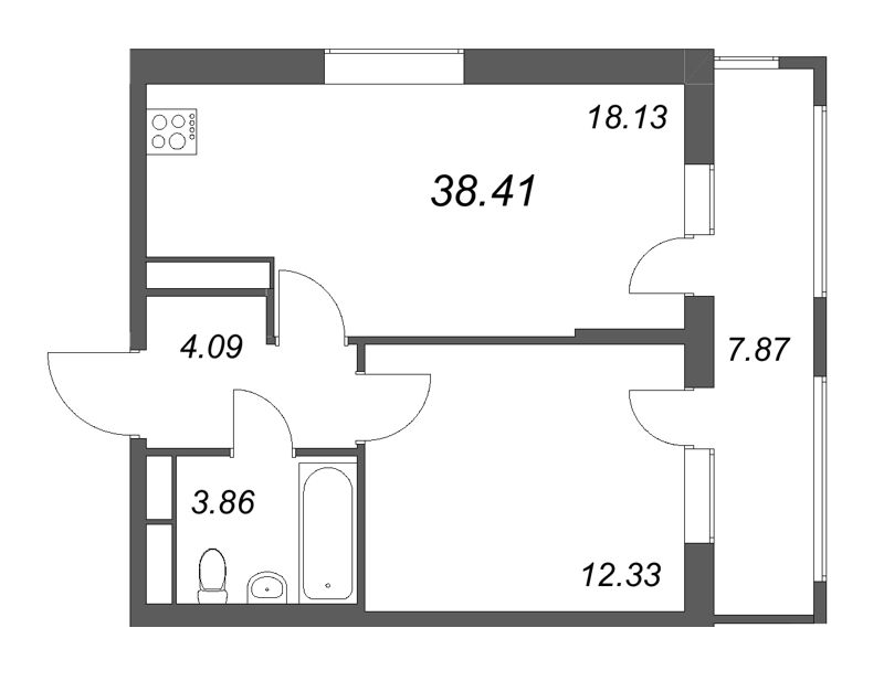 2 ккв (Евро) 38,4 м²