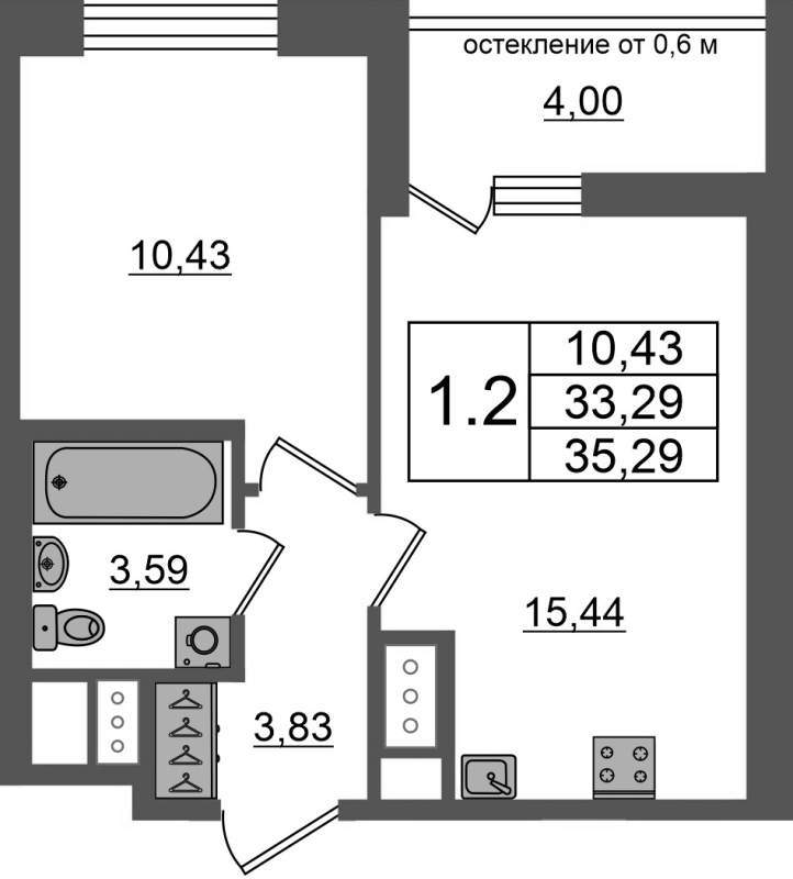2 ккв (Евро) 33,3 м²