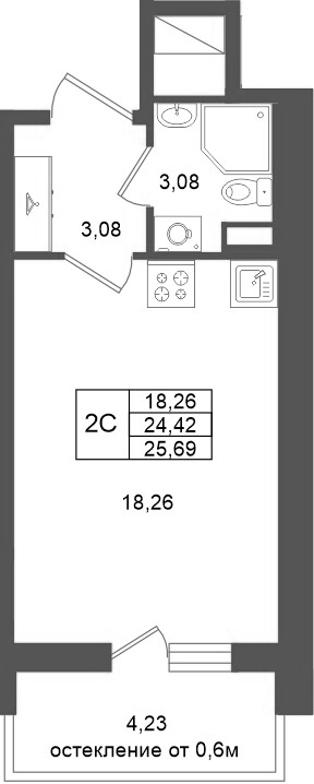 Студия 24,4 м²