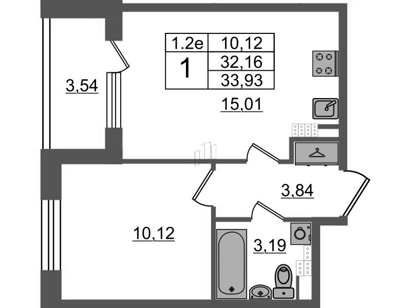 2 ккв (Евро) 32,2 м²