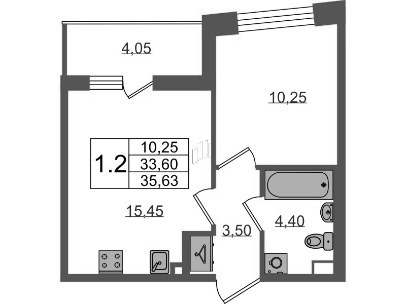 2 ккв (Евро) 33,6 м²