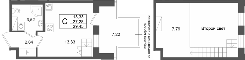 Студия 27,3 м²