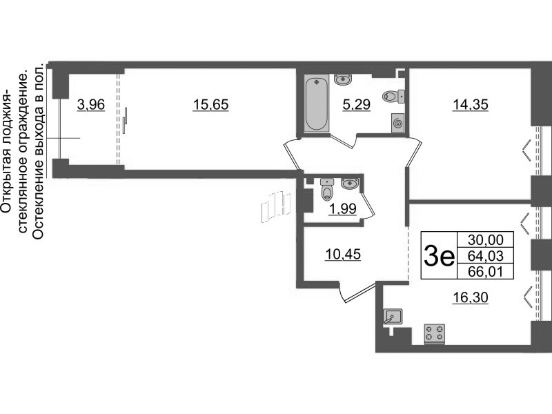 3 ккв (Евро) 64 м²