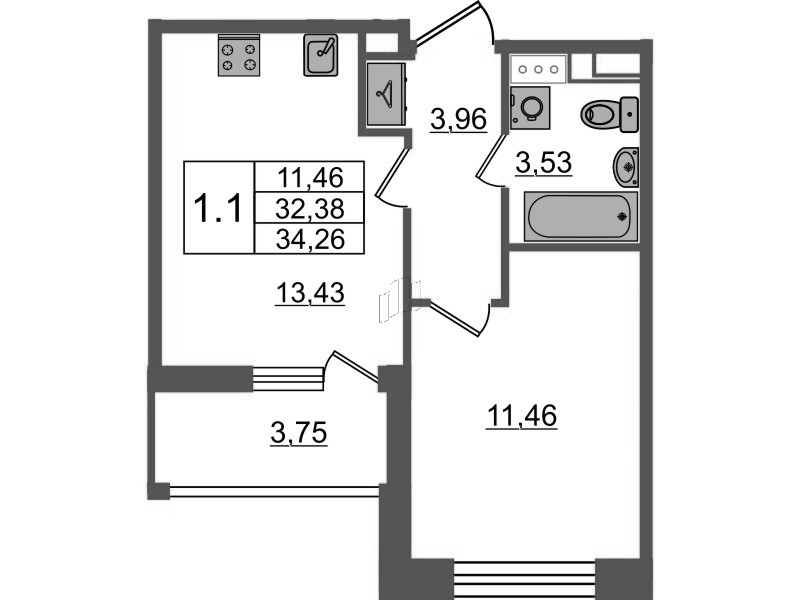 1 ккв 32,4 м²