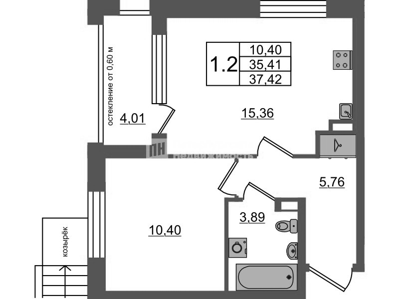 2 ккв (Евро) 35,4 м²