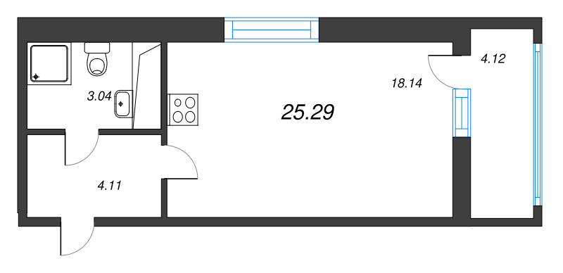 Студия 25,3 м²