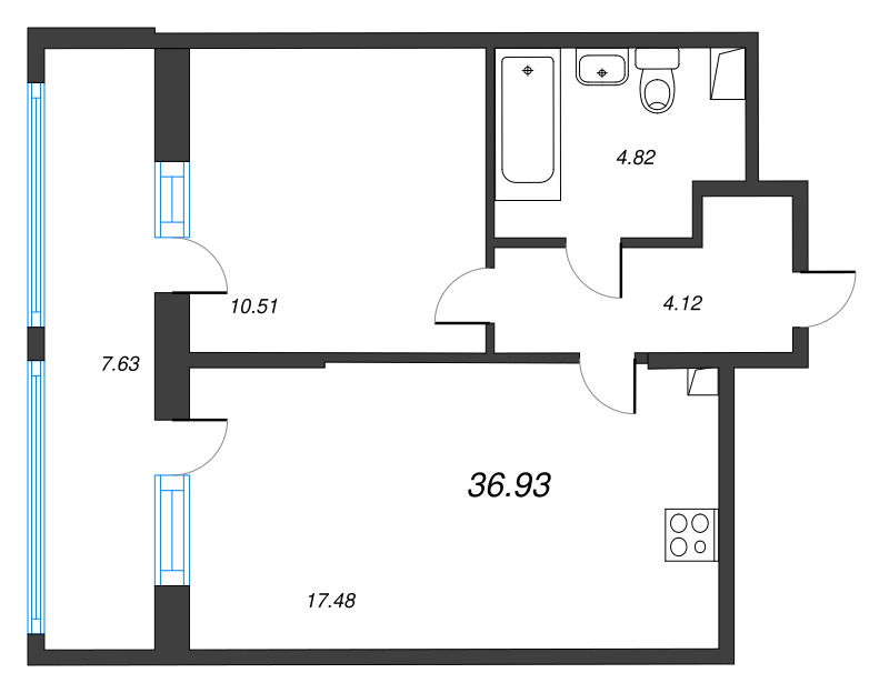 2 ккв (Евро) 36,9 м²
