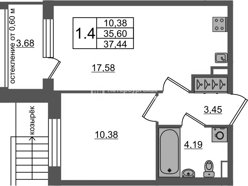 2 ккв (Евро) 35,6 м²