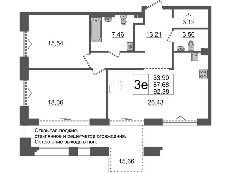 3 ккв (Евро) 87,7 м²