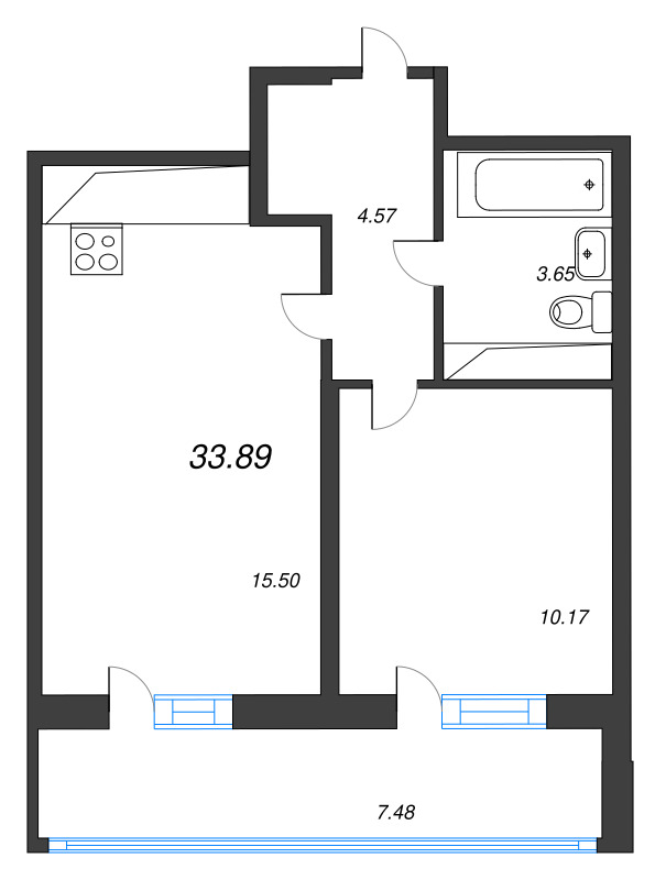 2 ккв (Евро) 33,9 м²