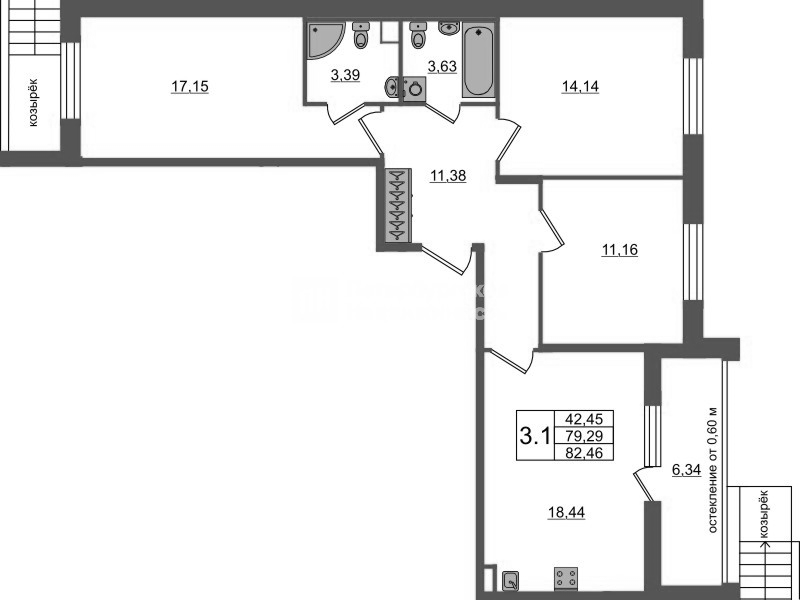 4 ккв (Евро) 79,3 м²