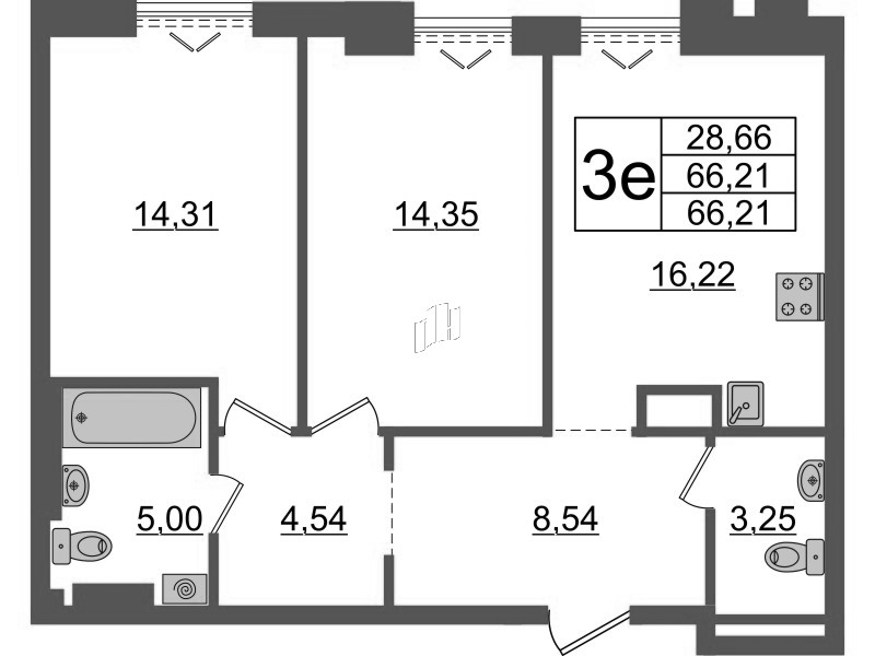 3 ккв (Евро) 66,2 м²