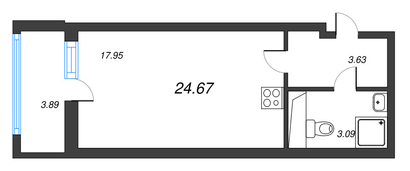 Студия 24,7 м²