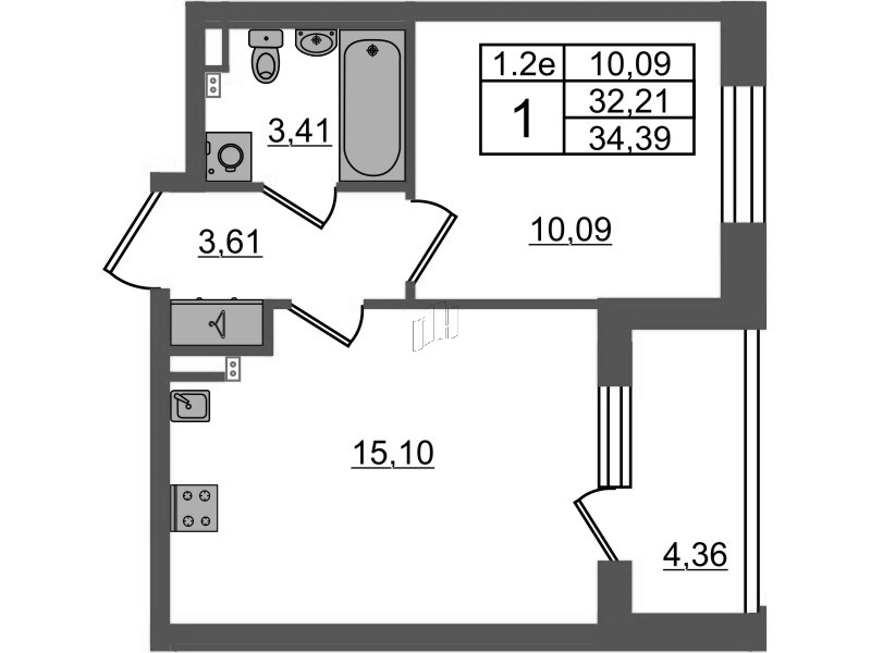 2 ккв (Евро) 32,2 м²