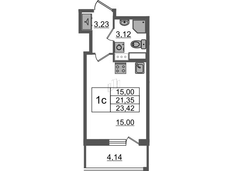 Студия 21,4 м²