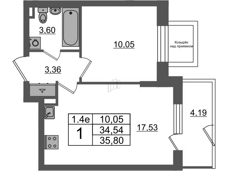 2 ккв (Евро) 34,5 м²