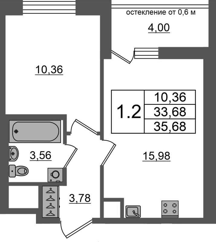 2 ккв (Евро) 33,7 м²