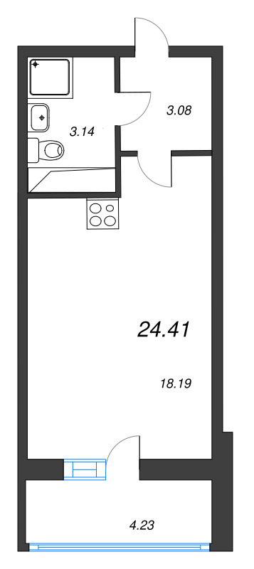 Студия 24,4 м²