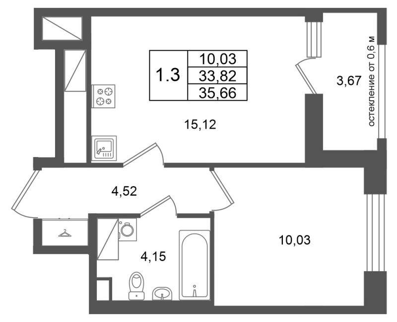 2 ккв (Евро) 33,8 м²