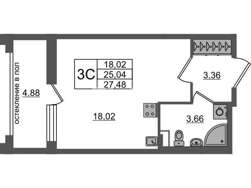 Студия 25 м²