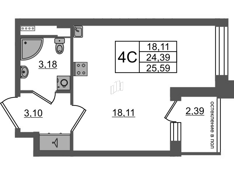 Студия 24,4 м²