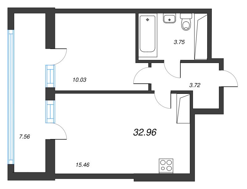2 ккв (Евро) 33 м²