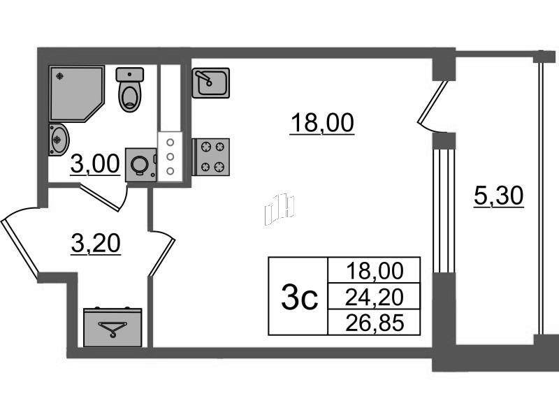 Студия 24,2 м²