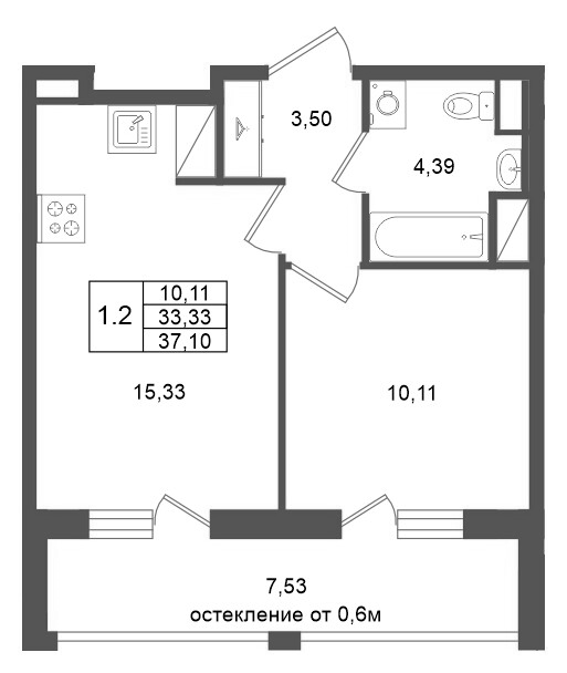 2 ккв (Евро) 33,3 м²