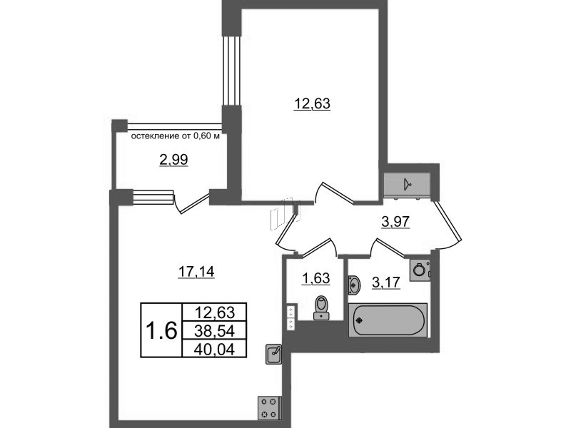 2 ккв (Евро) 38,5 м²