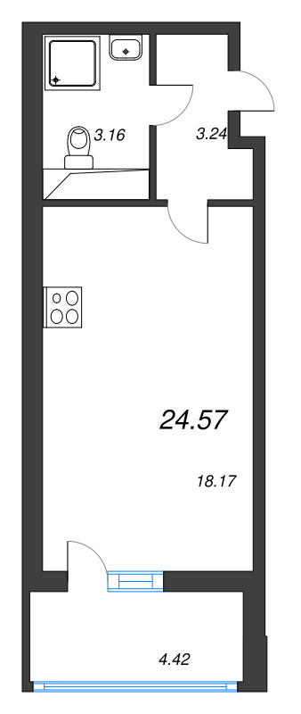 Студия 24,6 м²