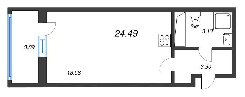 Студия 24,5 м²