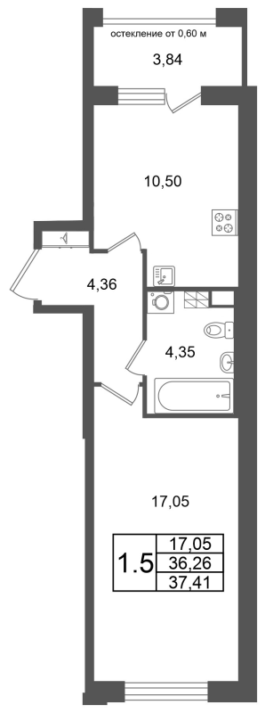 1 ккв 36,3 м²