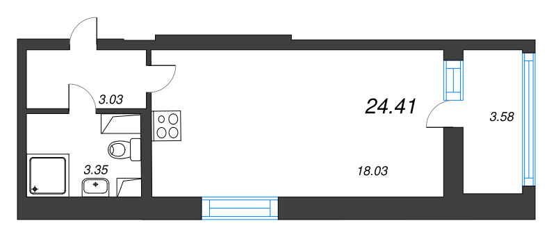 Студия 24,4 м²