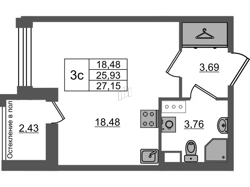 Студия 25,9 м²