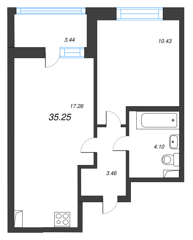 2 ккв (Евро) 35,3 м²