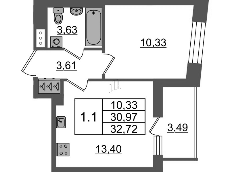 1 ккв 31 м²