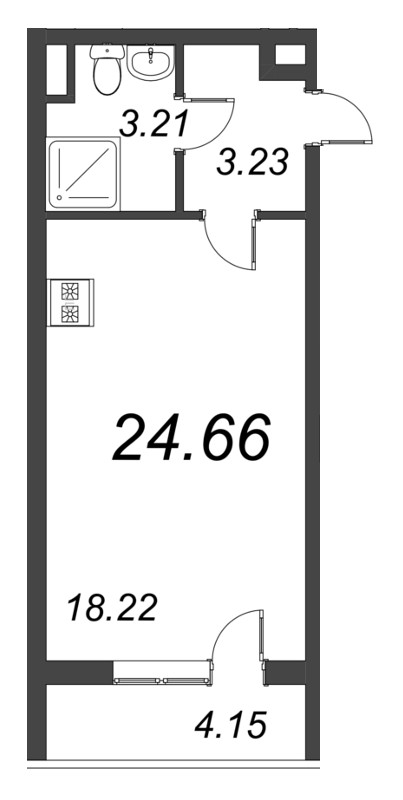Студия 24,7 м²