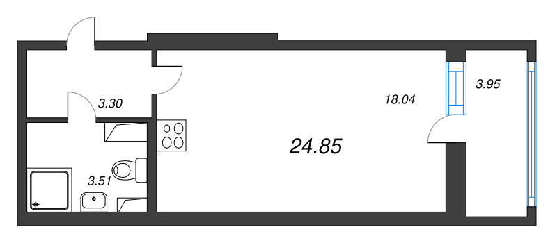 Студия 24,9 м²