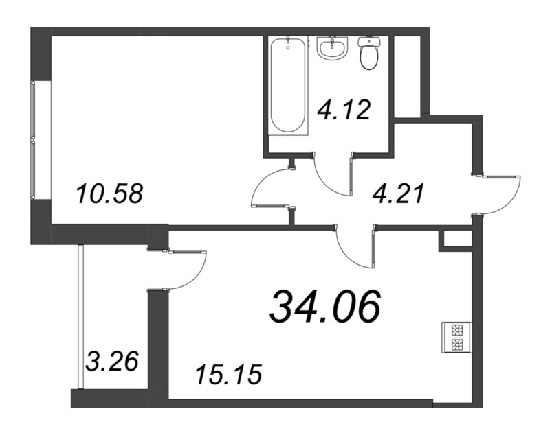 2 ккв (Евро) 34,1 м²