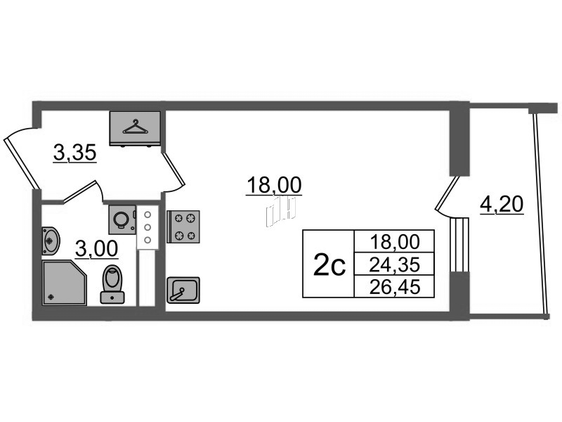 Студия 24,4 м²
